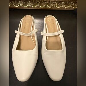 Lulu's Cream Mules with Strap